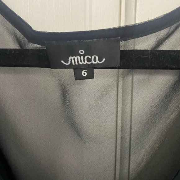 Mica Black Ruffled V-Neck Midi Dress - Sheer Chiffon Flutter Sleeve - 6 - Picture 3 of 4